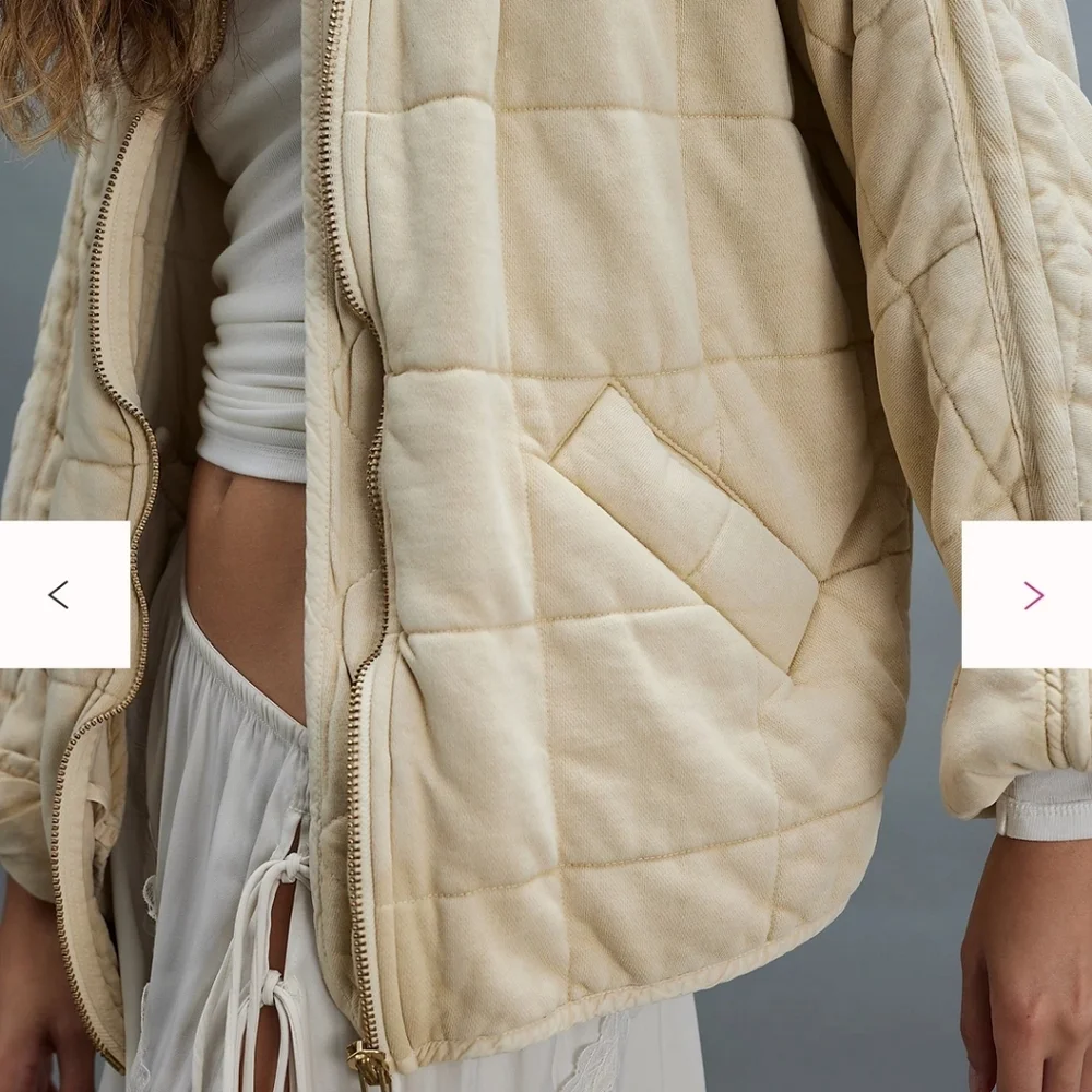 Free People Dolman Quilted Knit Jacket In Vanilla Creme XL Oversized Casual - Picture 4 of 15